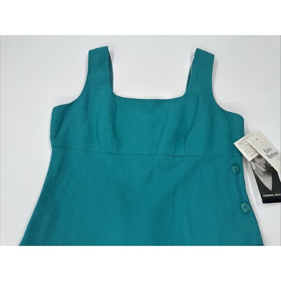 Vintage DONNA RICCO Sleeveless Dress Womes 8P Green Linen Lined A-Line Y2K NEW - Picture 6 of 12